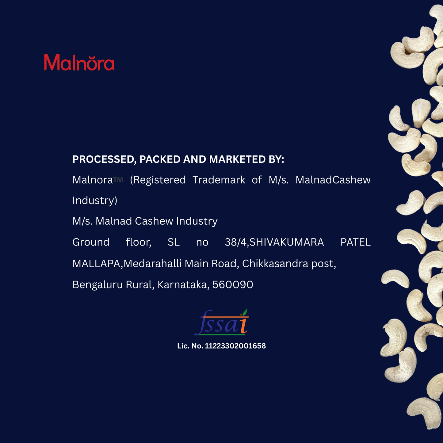 Malnora 100% Natural Premium Whole Cashews