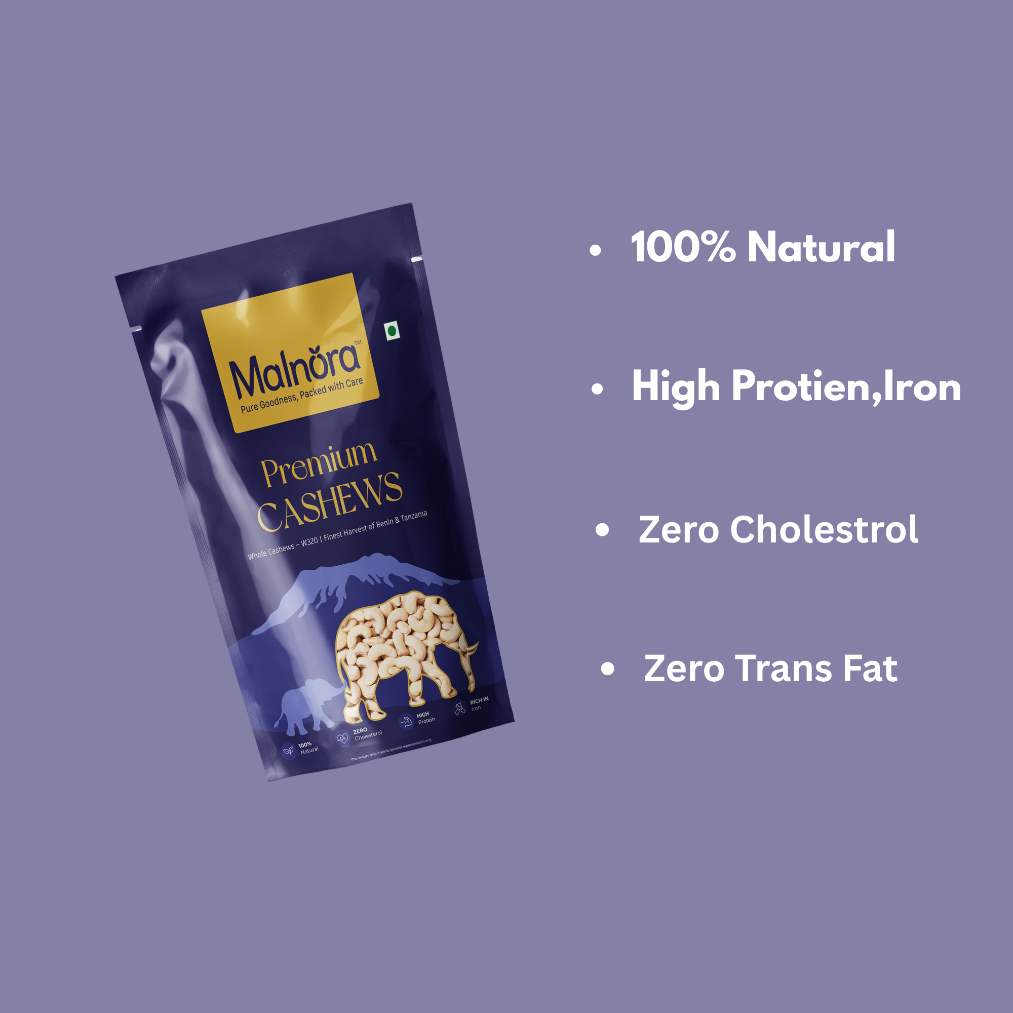 Malnora 100% Natural Premium Whole Cashews